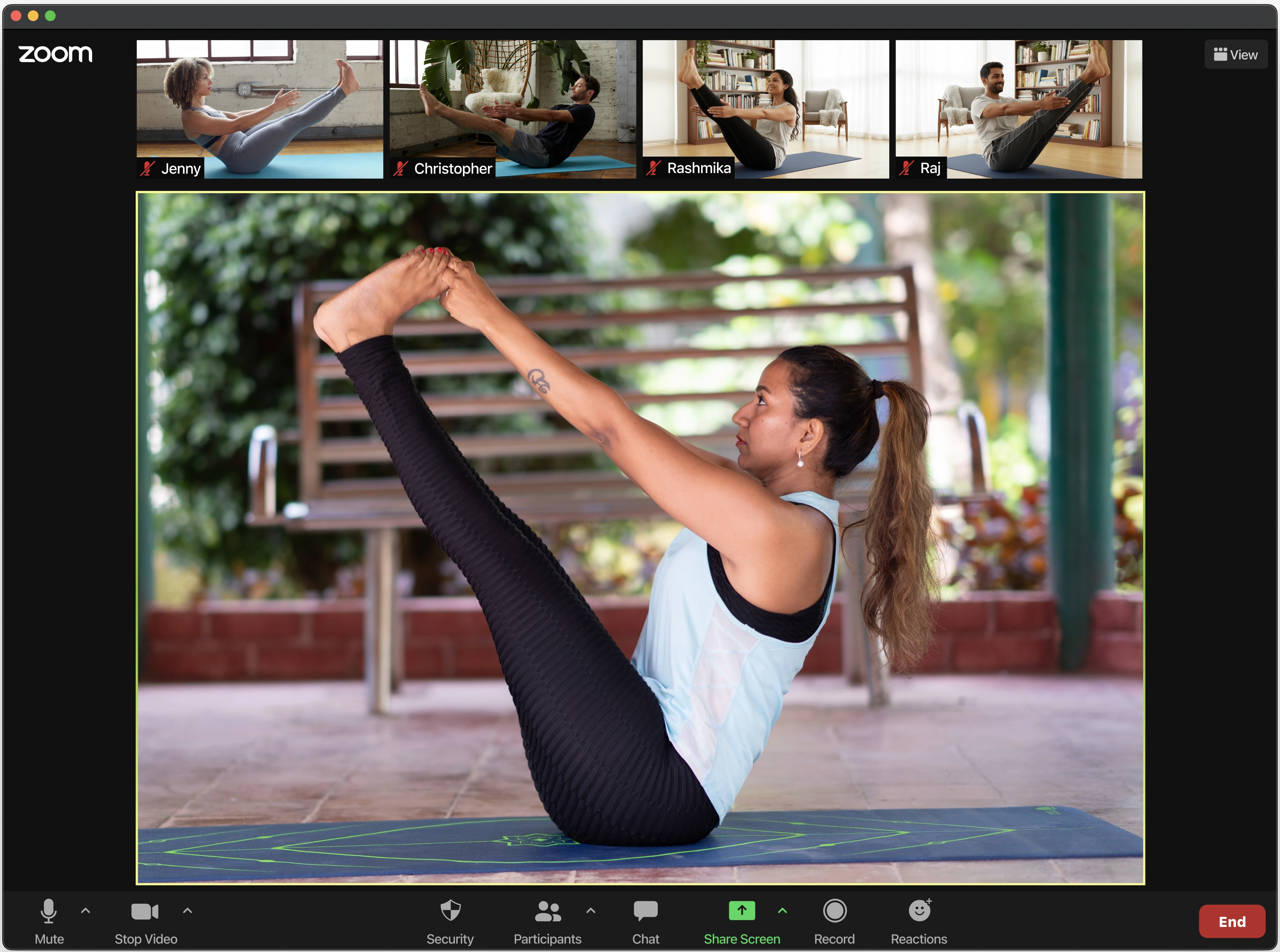 Online group yoga practice